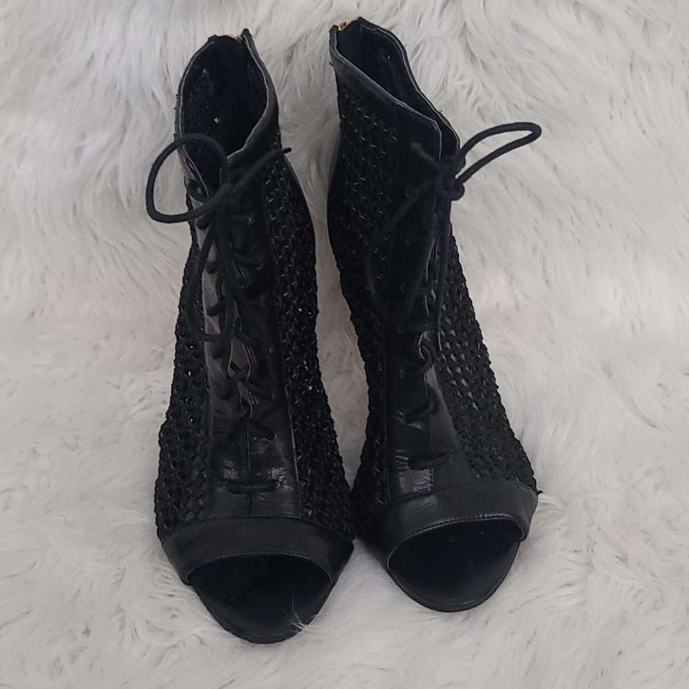 Lace up peep toe sandals